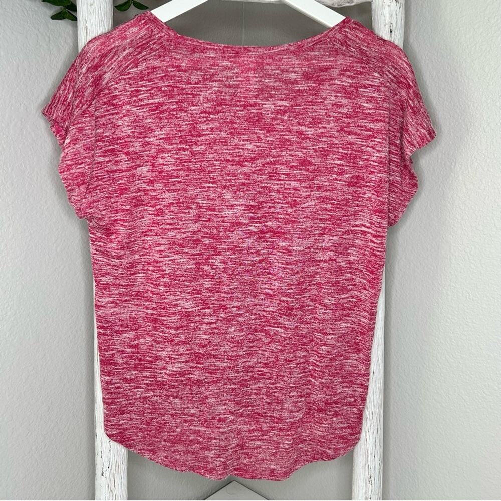 No Boundaries Juniors Top Pink Heart‎ Embellished Tie Front Short Sleeve - Picture 2 of 5